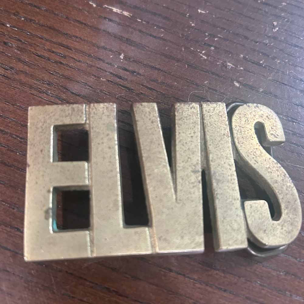 Vintage solid brass ELVIS Belt Buckle